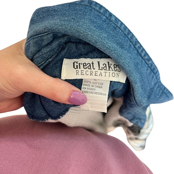 Vintage Waffle-Knit Lined Flannel with Denim Collar XL - Picture 2 of 4